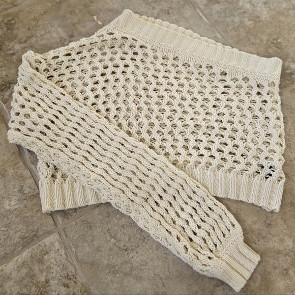 Maeve Anthropologie One Shoulder Crochet Sweater - Picture 2 of 7